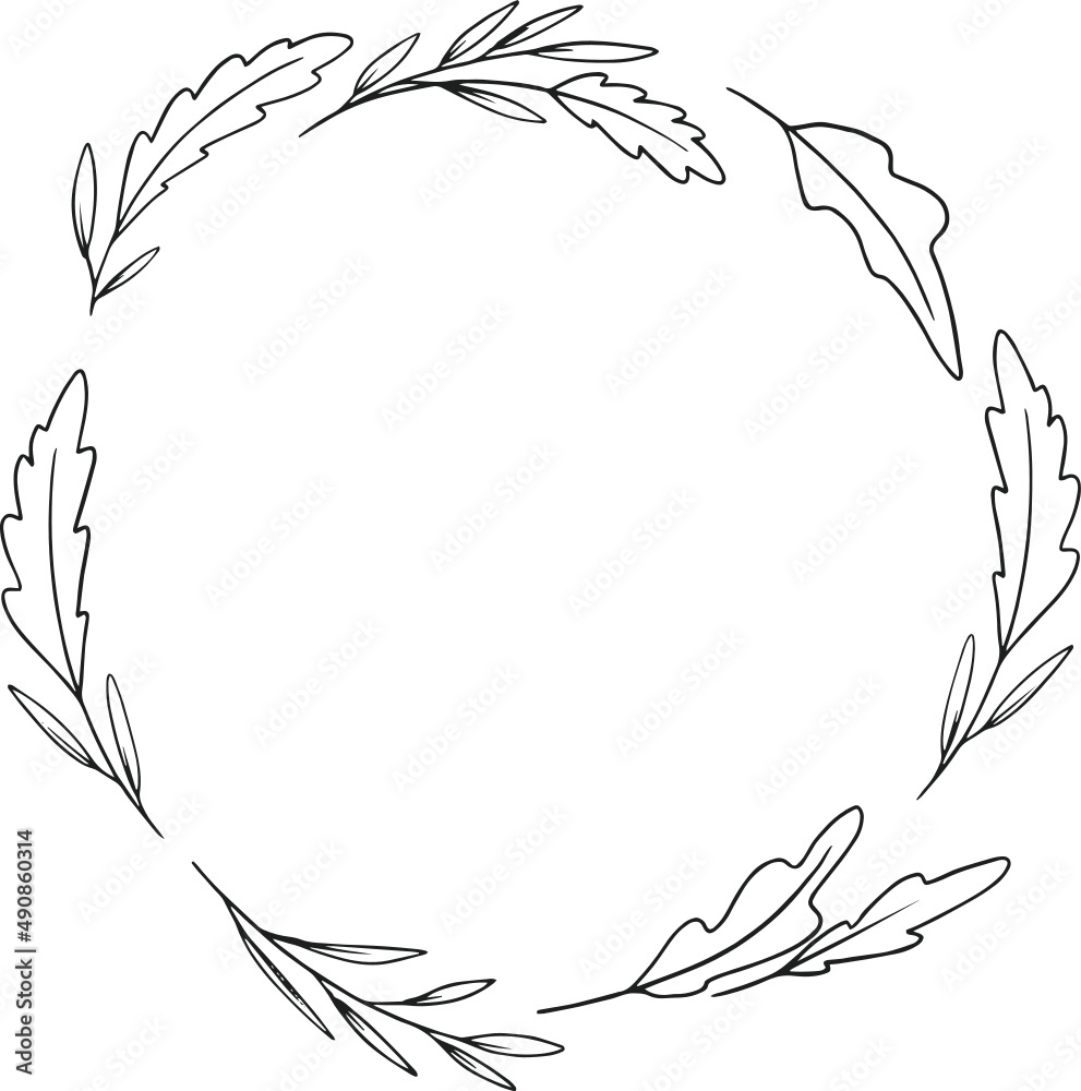 Obraz premium collection forest fern eucalyptus art foliage natural leaves herbs in line style. Decorative beauty, elegant illustration for design: Vector flower Botanical
