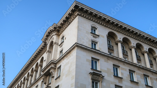 Close up of architecture of building in Sofia, Bulgaria