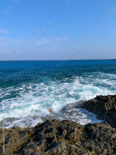 Rocky sea coastline, blue sea, seascape © Oksana
