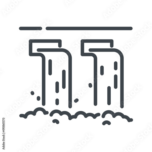 Vector hydroelectric power station line icon isolated on transparent background.