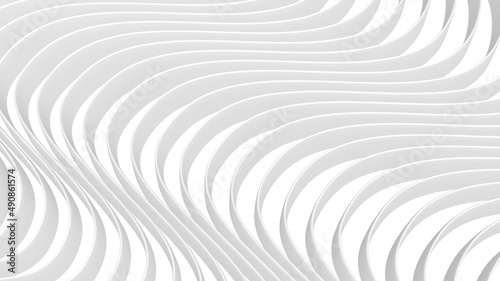 3D white wavy background for business presentation. Abstract gray stripes elegant pattern. Minimalist empty striped blank BG. Halftone monochrome design with modern minimal color illustration.