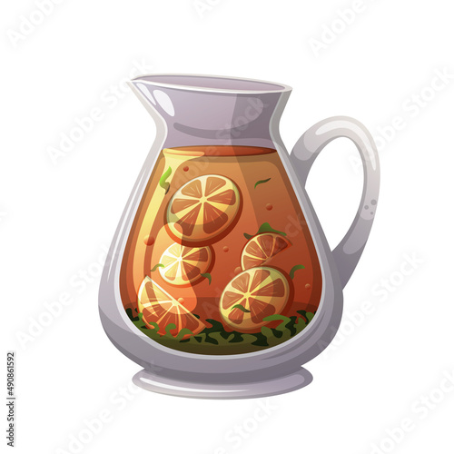 Cartoon decanter with orange juice.