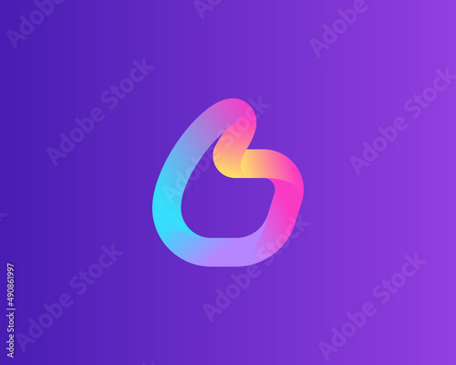 Abstract bright gradient hand like vector sign logo. 3d colorful hand, thumb, approval icon symbol logotype.