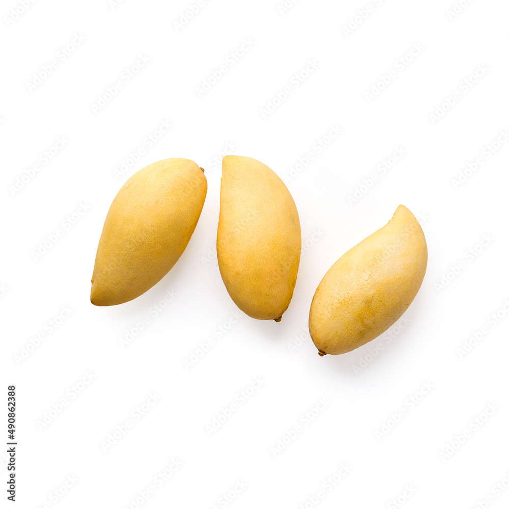 Group of mangoes isolated on white background