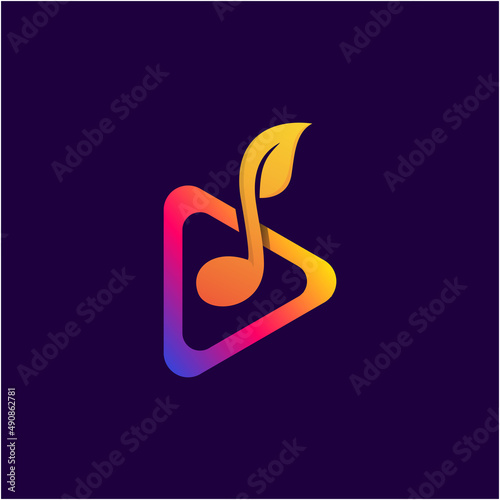 Natural multimedia gradient color logo design