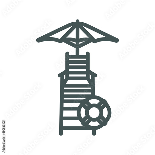 Lifeguard Tower Chair beach simple line icon