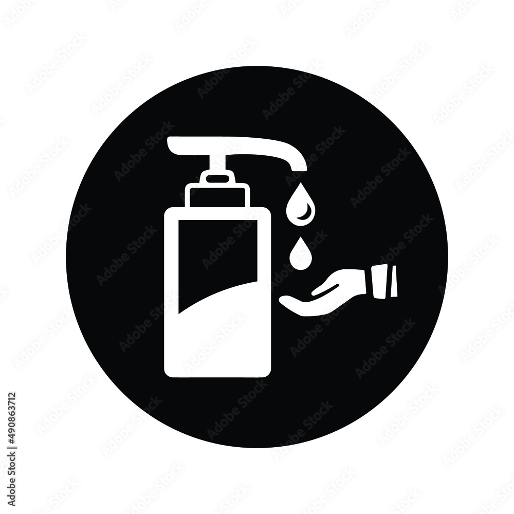 Coronavirus, hand sanitizer icon. Black vector graphics. Coronavirus, hand sanitizer icon. Black vector graphics.