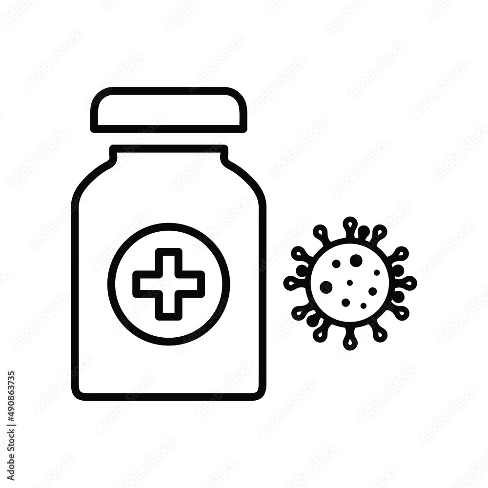 Obraz premium Coronavirus, vaccine icon. Line art vector.