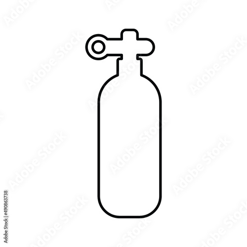 oxygen cylinder icon. Outline vector art.