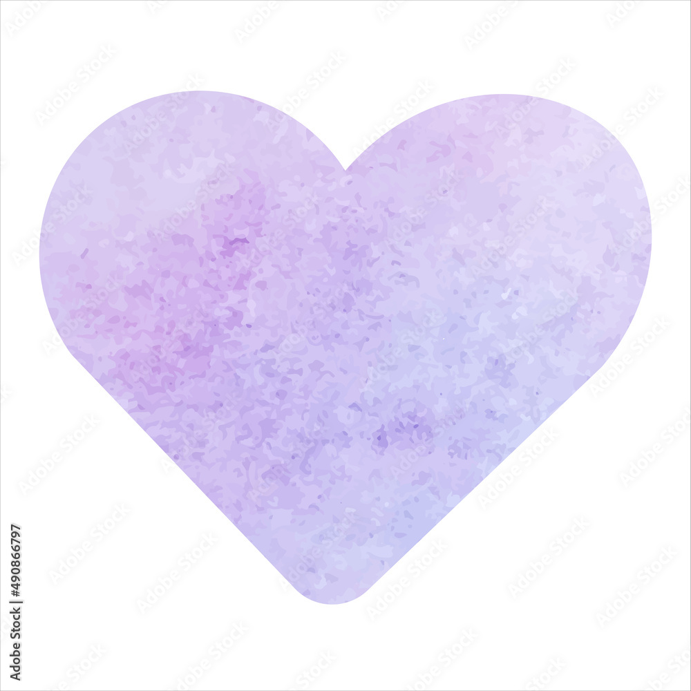 Fototapeta premium vector pastel purple watercolor heart. Valentine's Day item, can be used for invitations and postcards. A separate element on a white background