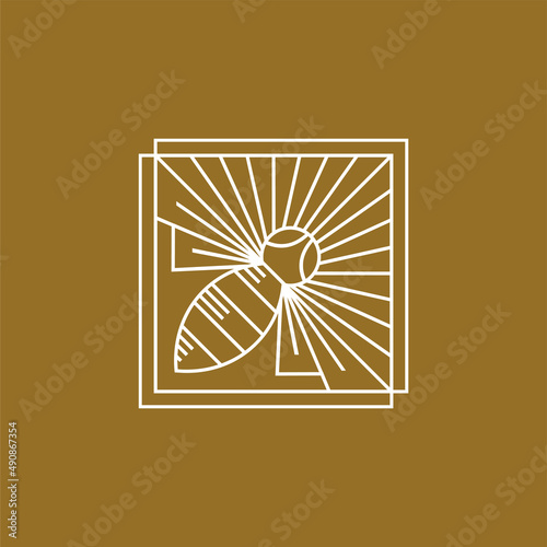 bee logo with lines art concept