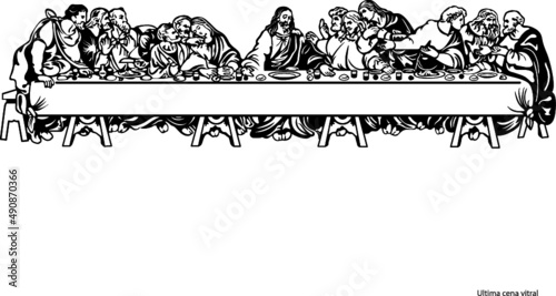 Illustration of the famous last supper on the white background. photo
