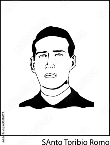 Vertical illustration of the priest Toribio Romo Gonzalez on the white background. photo