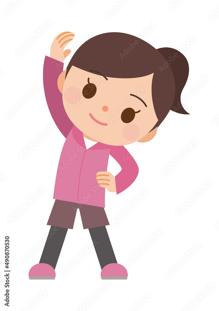 ストレッチ運動するトレーニングウェアの女性