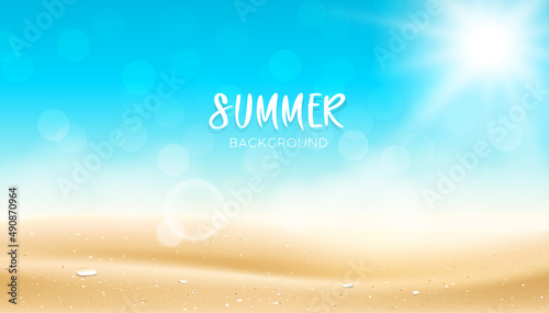 Summer Sand beach sun bokeh background, EPS10 vector illustration