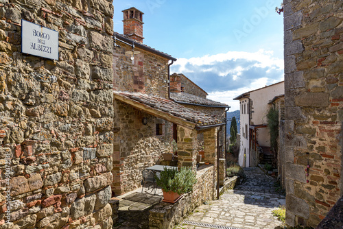 street in the ancient tuscan village of Montefienali near Siena  Italy