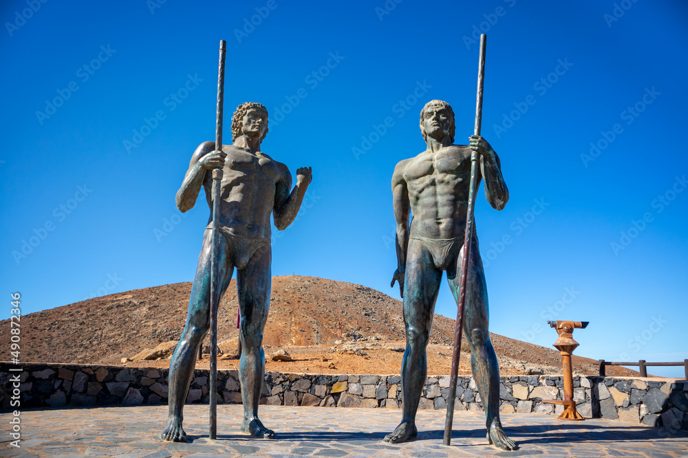 Statues of Guise and Ayose, first kings of Fuerteventura, full body statues,  Canary Islands, Spain Stock-Foto | Adobe Stock