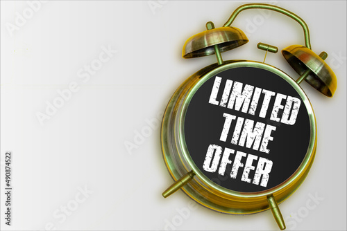 Limited time offer yellow alarm clock on gray background