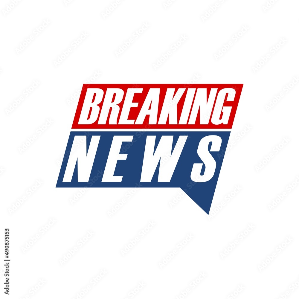 Breaking news banner icon isolated on white background