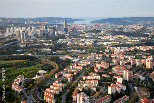 High view of residences and skyscrapers in Istanbul city
