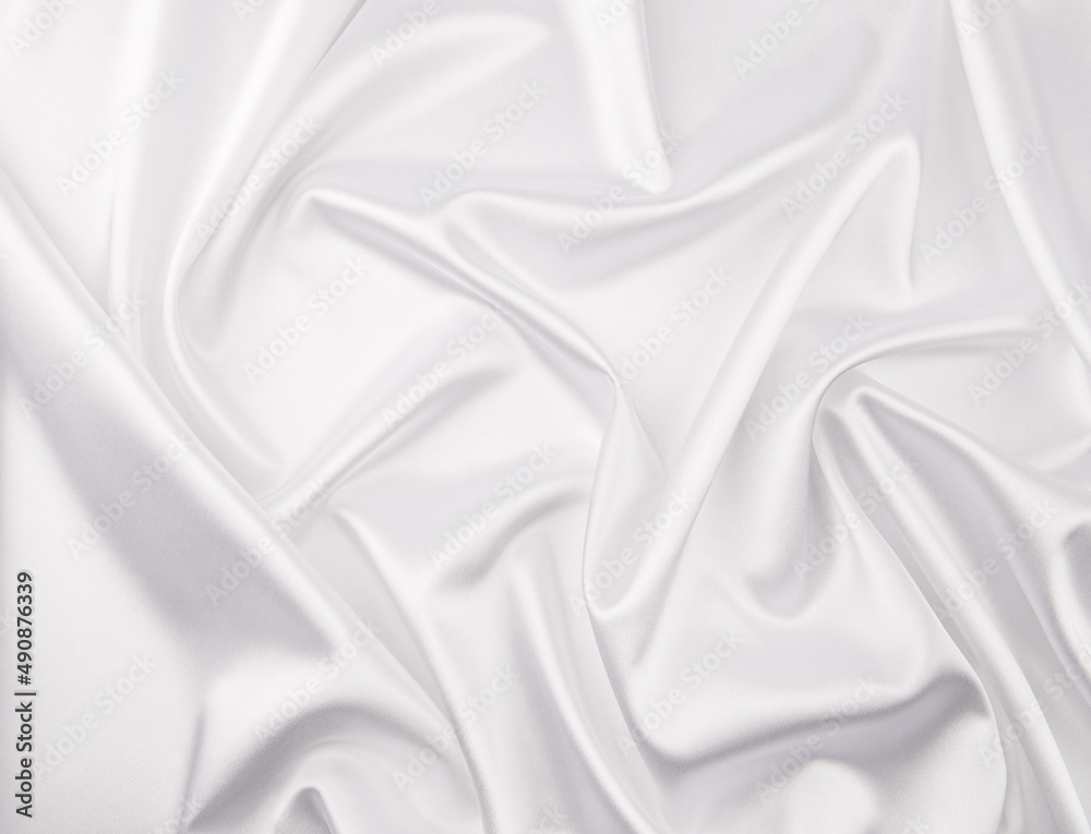 close up of white silk textured cloth background