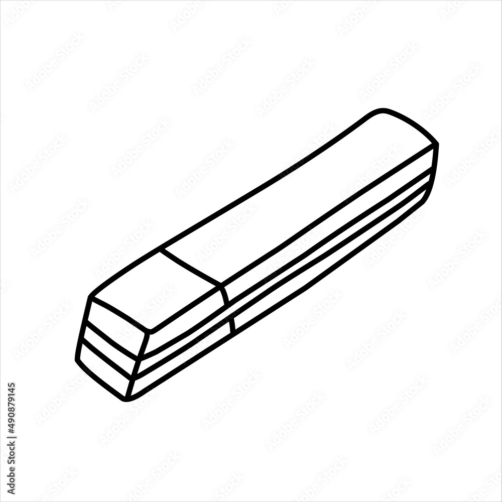 Vector image of an eraser for erasing a pencil. Black outline, doodle. Logo. School supplies for drawing. Vector image of an eraser for erasing a pencil. Black outline, doodle. Logo. School supplies for drawing.