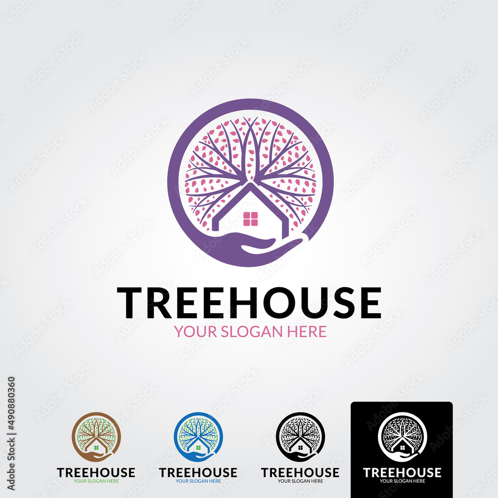 Minimal tree house logo template - vector Minimal tree house logo template - vector