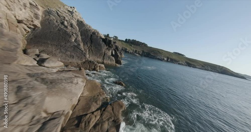 fpv drone over cliffs and sea
