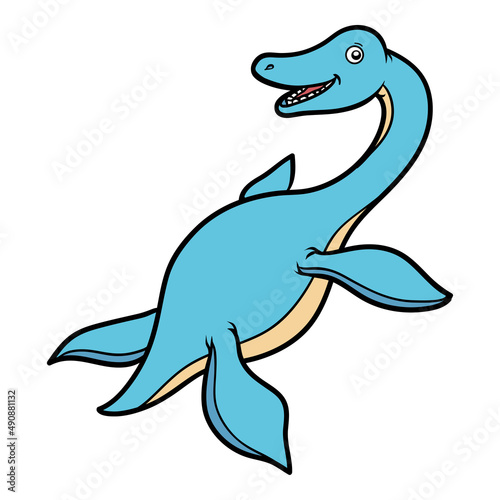 Cartoon illustration for children, dinosaur Elasmosaurus