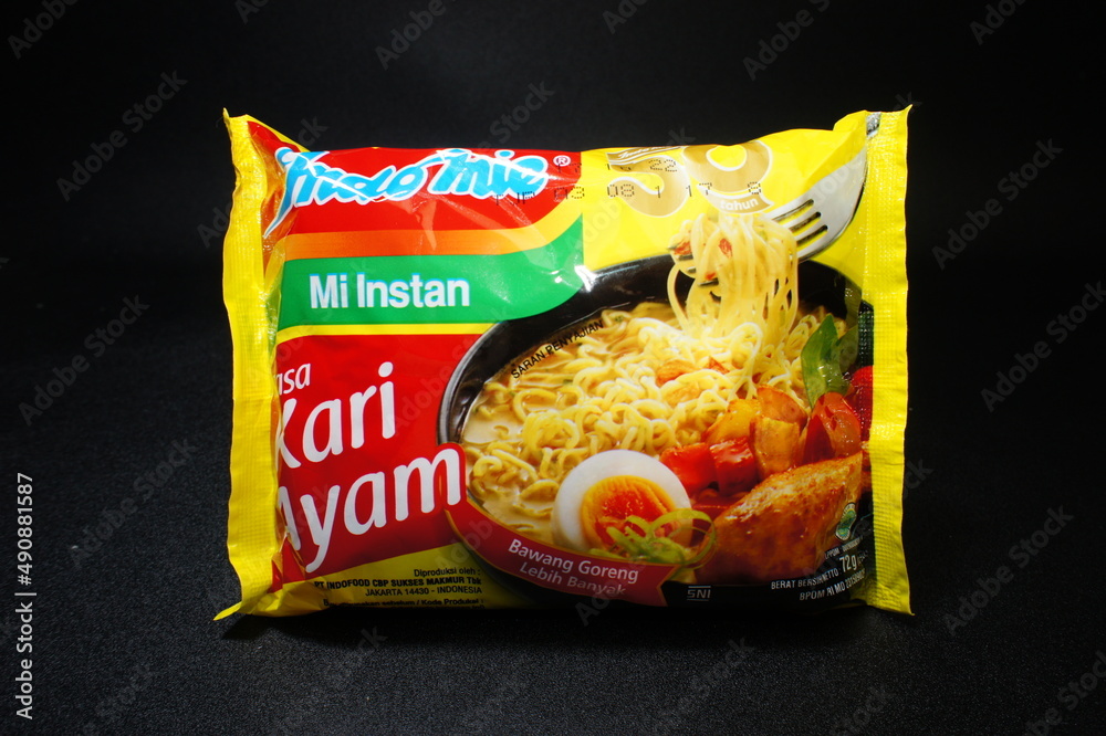 Tangerang, Indonesia - March 5, 2022: Indomie, fried instant noodles