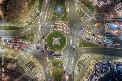 Univeristy Square in Bucharest Ciy Center capital of Romania seen from above