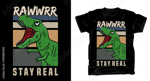 Fototapeta Naklejka Na Ścianę i Meble -  Hand drawn wild dinosaur illustration t shirt design