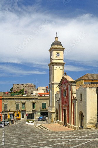 Small town of Sant Antioco, the main square, Sardinia, Italy photo