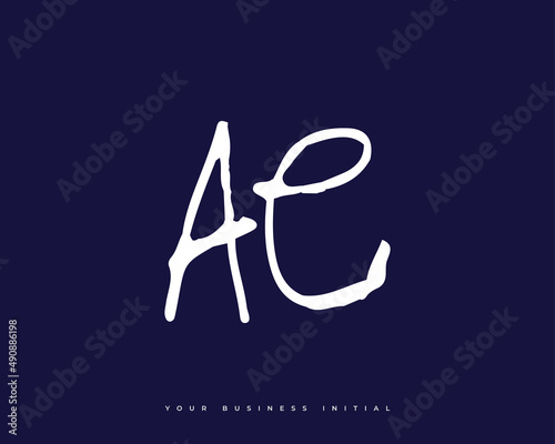 Hand Drawn AE Initial Logo Design. A and E Initial Signature Logo or Symbol