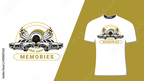 Old Car T-Shirt Design Template   photo