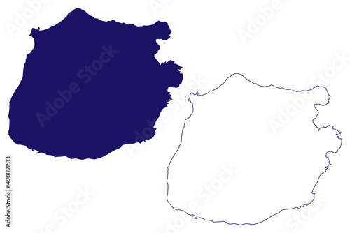 Saba island (Kingdom of the Netherlands, .Caribbean Netherlands, Cenrtal America, Caribbean islands) map vector illustration, scribble sketch Saba map