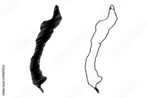 Csepel island (Danube in Hungary, Budapest) map vector illustration, scribble sketch Csepel map