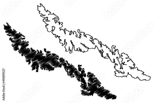 Desolacion island  Republic of Chile  South and Latin America  Tierra del Fuego Archipelago  map vector illustration  scribble sketch Isla Desolacion map