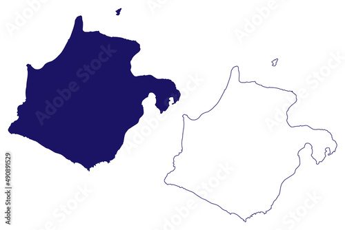 Terre-de-Bas island (Guadeloupe Overseas department and region of France, Cenrtal America, Caribbean islands) map vector illustration, scribble sketch Terre-de-Bas des Saintes, Lowland of les Saintes