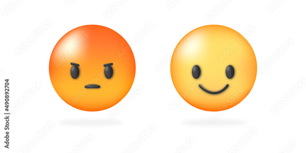 Set of emoticons with different moods. Emoji.