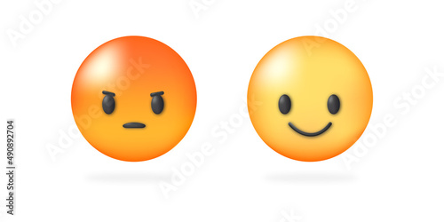 Set of emoticons with different moods. Emoji.
