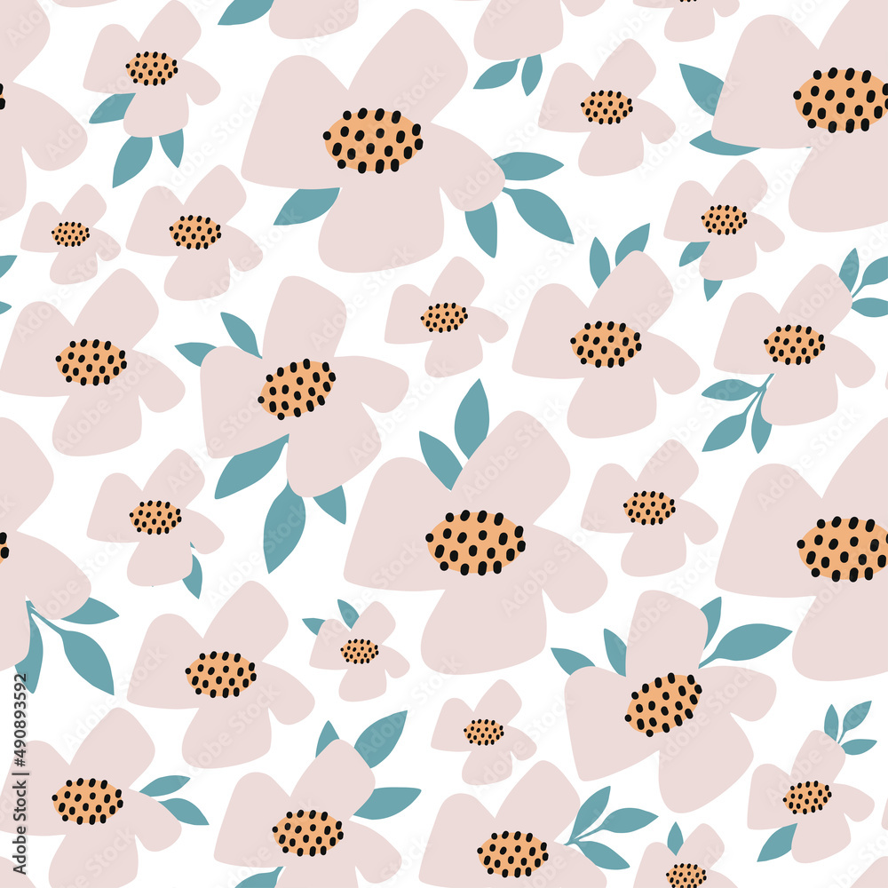 Cute flower rainbow seamless pattern