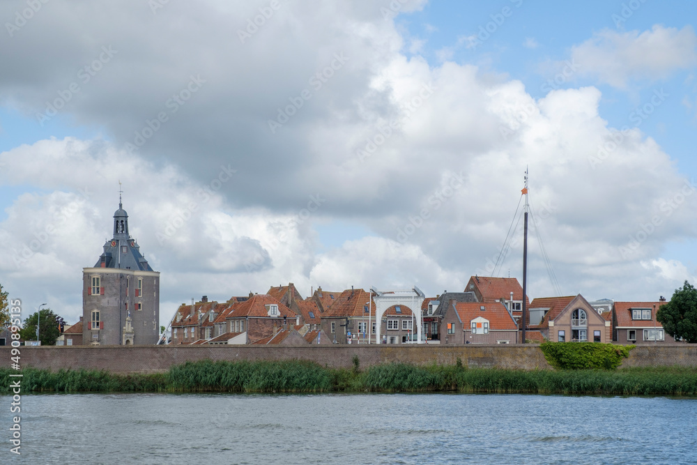 Enkhuizen seen from the IJsselmeer, Noord-Holland Province, The Netherlands