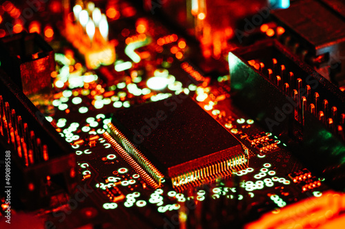 close up of electronic circuit board