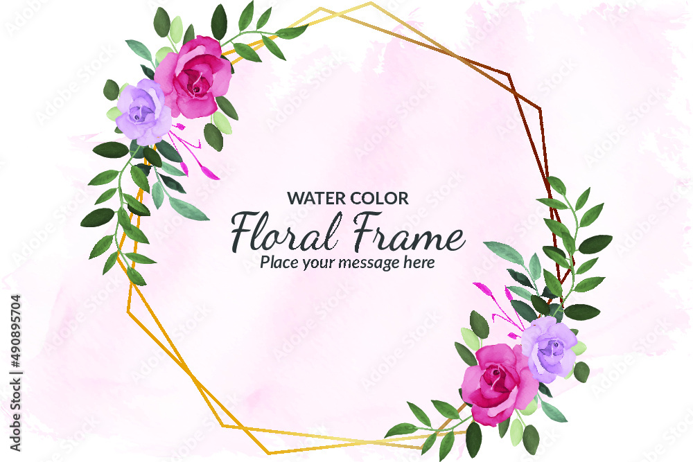 Watercolor floral frame background with red and purple roses Free ...