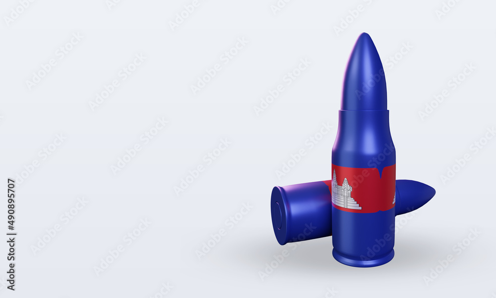 3d bullet Cambodia flag rendering right view 3d bullet Cambodia flag rendering right view