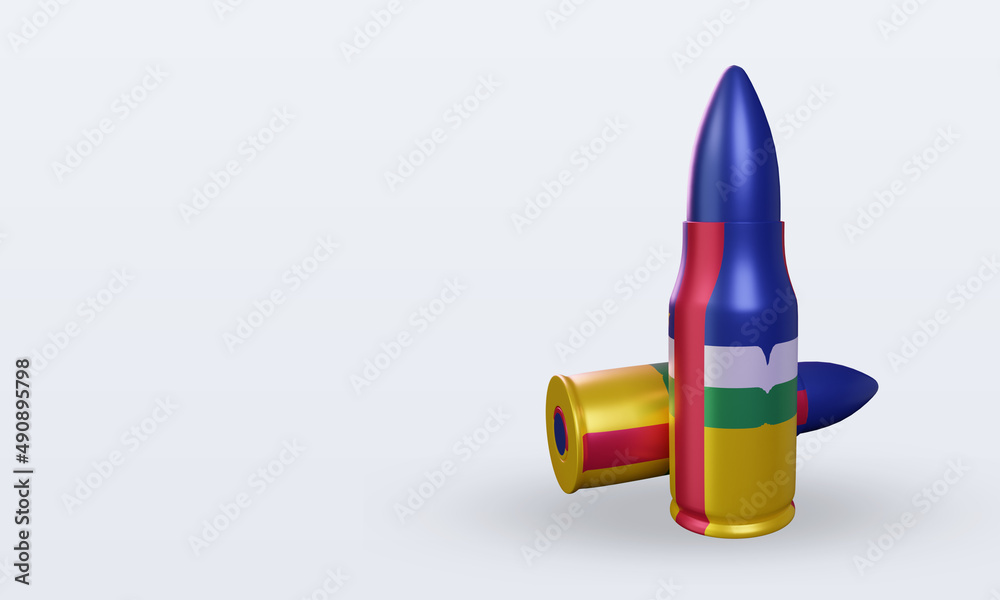 3d bullet Central African Republic flag rendering right view 3d bullet Central African Republic flag rendering right view
