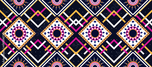 Geometric ethnic oriental ikat pattern traditional Design.Geometric ethnic oriental pattern traditional Design for background,carpet,wallpaper,clothing,wrapping,fabric,embroidery style.wave.line.Eps10
