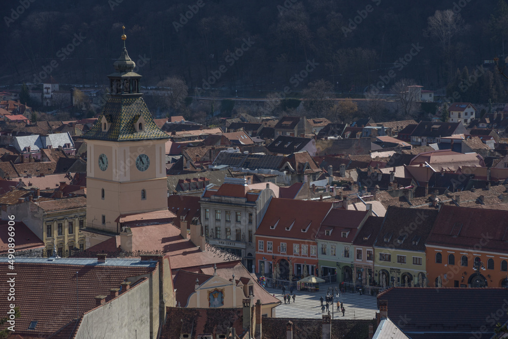 Brasov City seen from a hill nearby