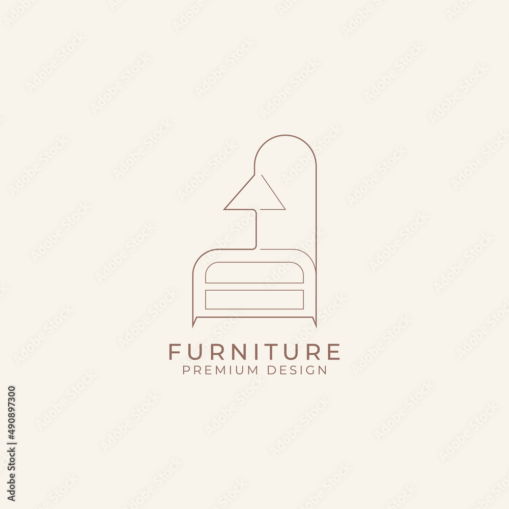 minimalist furniture logo design style. line art illustration